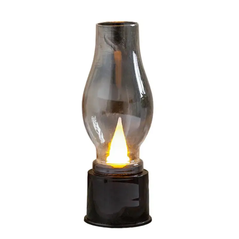 LED Vintage Kerosene Lamp Battery Operated Camping Lamp Creative Decorative Table Light Indoor Home Decoration for Bedroom