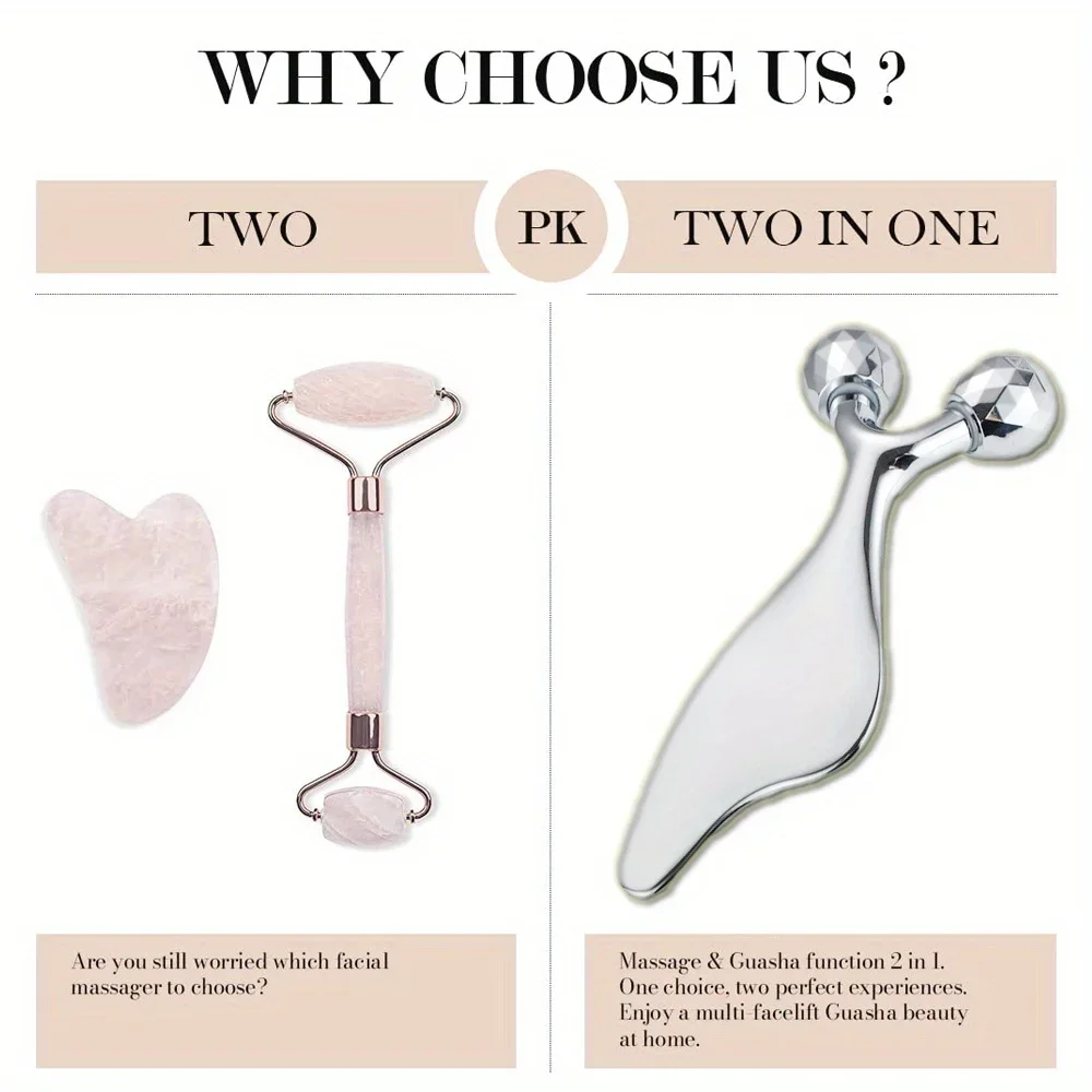 2 IN 1 3D-Gesichtsmassagegerät und Gua Sha-Massagegerät, kalter Roller für Gesicht, Augen, Kinnlift, Straffung der Haut, Werkzeug, Bildhauerei, Schönheitswerkzeuge