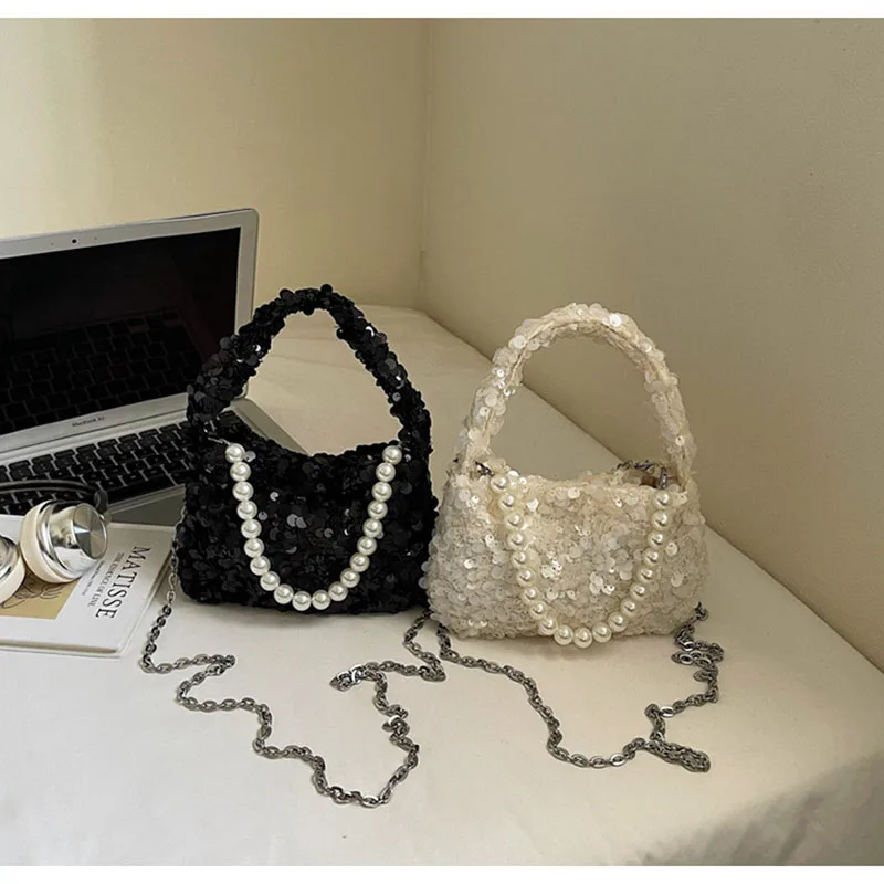 

Women Bag Sequins Bag Evening Bag Woven Bag Hollow Clutch Purse Female Travel Holiday Shoulder Bag Handbag