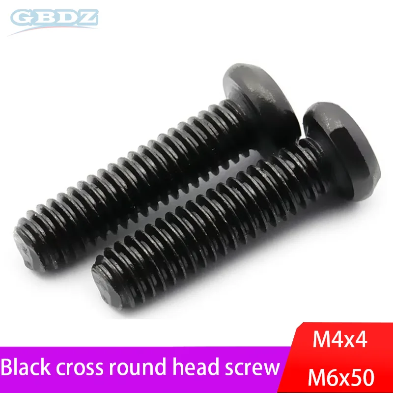 

M4m5m6 Black Cross Shaped Round Head Screw Carbon Steel Nickel Plated/Black 20-200pcs Hardware Fasteners