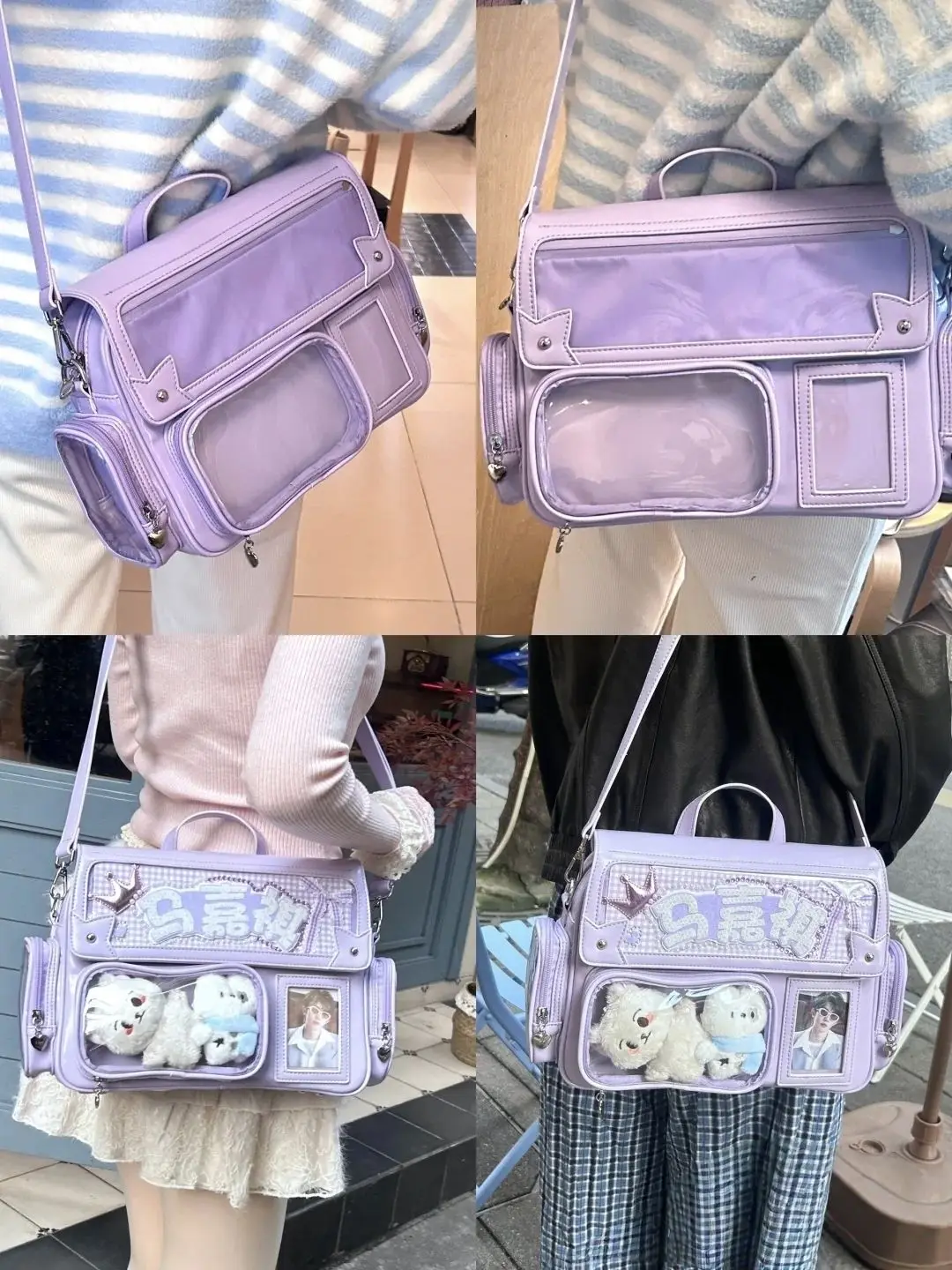 Japanische Einfarbig Rucksack Frauen Platz Leder Y2K Mochilas Mujer Harajuku Große Kapazität Ita Tasche Anime Griff Crossbody – Detail 10