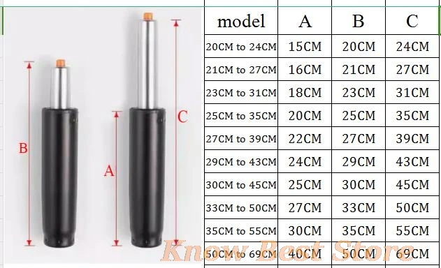 1PC Heavy-Duty Pneumatic Rod Swivel Chair Gas Lift Cylinder Hydraulic Shock Piston Seat Support Rod for Office Furniture