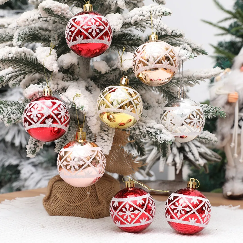 6Pcs/Box Electroplated Plastic Ball Christmas Tree Ornament Plastic DIY Crafts Painted Christmas Gifts Boxes Pendant New Year