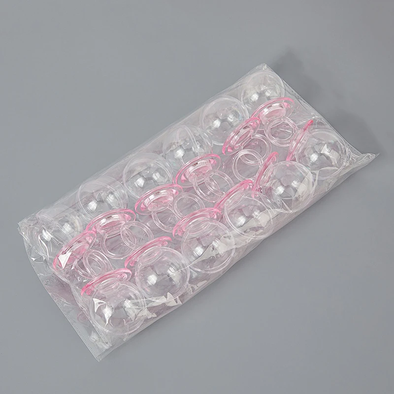 12pcs/set Transparent Plastic Wedding Candy Box Cute Pacifier Shape Storage Box Baby Shower Birthday Party Gift Packaging Box