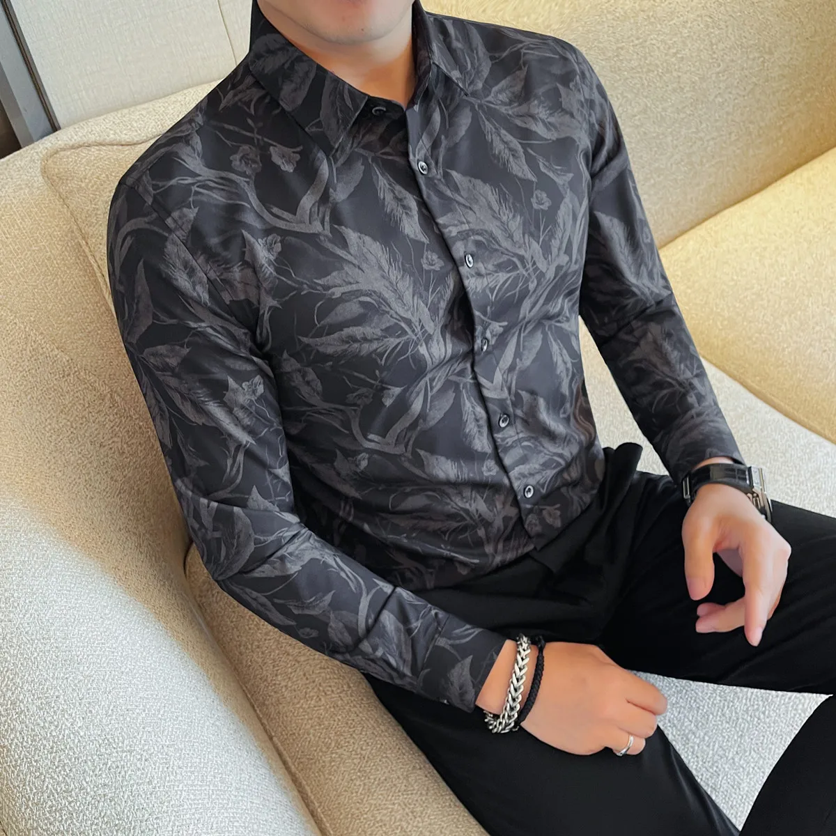 Camicie eleganti da uomo Abbigliamento di lusso coreano Camicia sociale da uomo a maniche lunghe slim fit Camicette da smoking da ballo casual per tutte le partite
