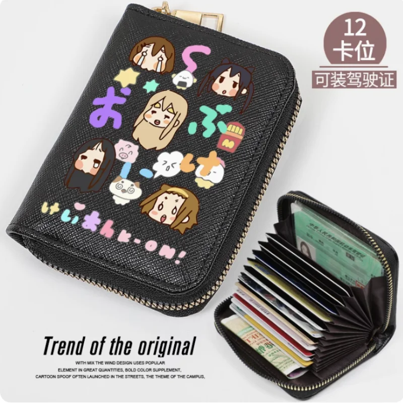 K-ON de Anime Akiyama-cartera con cremallera Mio Tainaka Ritsu para mujer, bolso plegable, tarjetero, monedero, regalo de moda