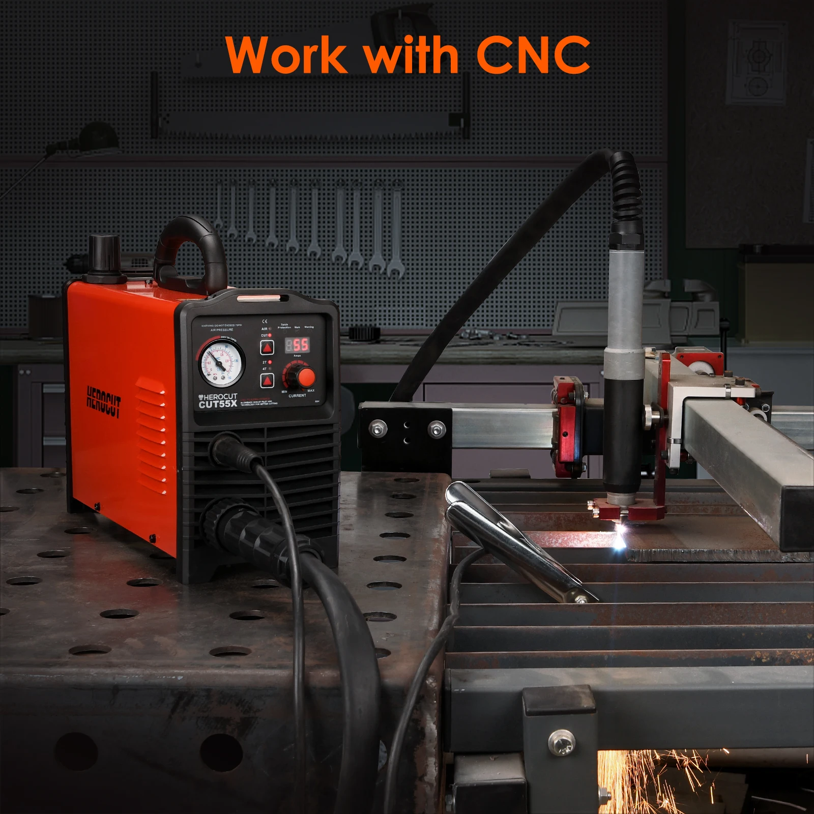 CNC Pilot Arc Plasma Cutter HeroCut CUT55X,55Amps 220V Non-HF IGBT Plasma Cutting Machine Can Work with CNC Table