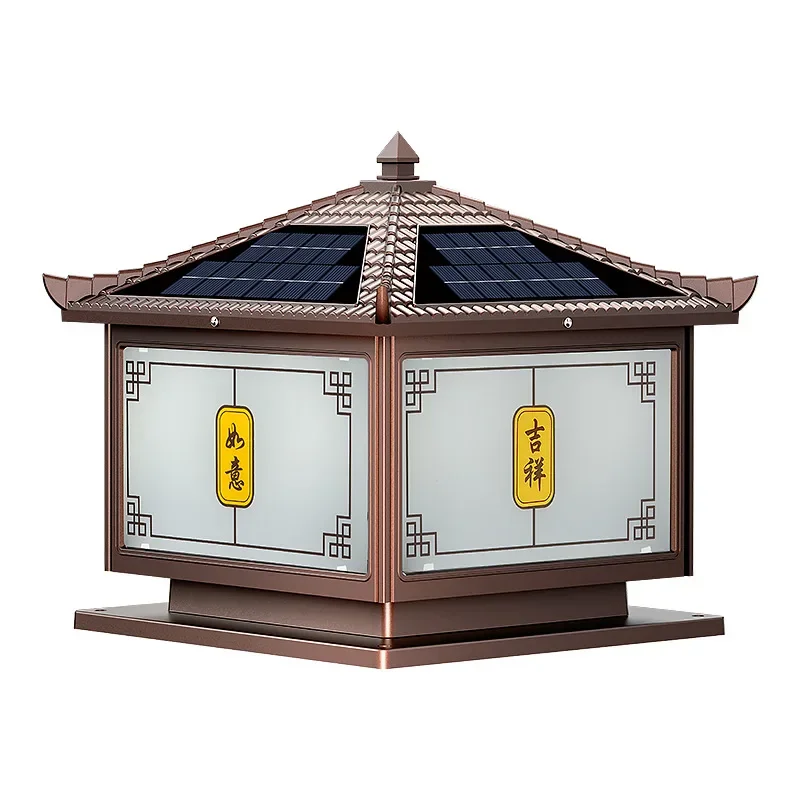 

New solar garden stigma lamp New rural Chinese garden lighting Villa gate pillar headlamp