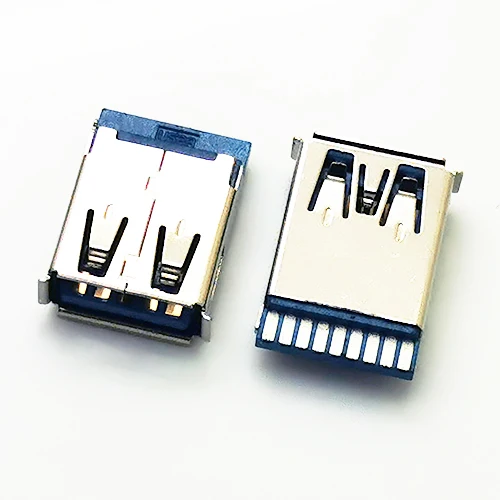 Conector USB 3,0 hembra para soldar, Conector de soldadura de una cara o 2 caras, 180 Degrree, 10 unidades