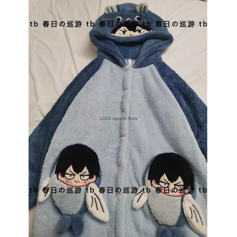 Haikyuu!! Pyjama en Velours Épais et en Velours pour Cosplay, Vêtement de Maison de Dessin Animé, Montagne d'Ombre, Poisson Volant, pour Couple