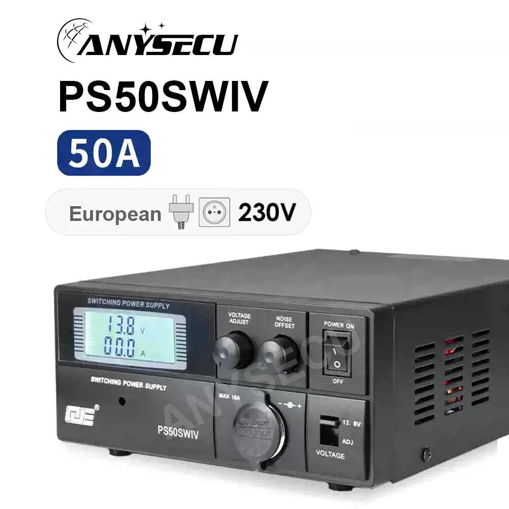 ANYSECU PS50SWIV 50A High CUrrent 230V Handle Two Radios 9-15V Adjustable Output Voltage Cigarette Lighter Socket