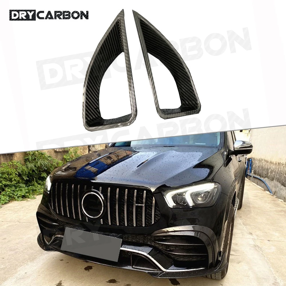 

Front Bumper Air Vent Outlet for Mercedes Benz GLE Class W167 GLE53 AMG SUV 2020 UP Fog Lamp Mesh Cover Trim Dry Carbon Fiber