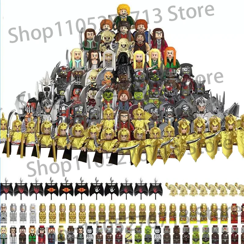 Bloques de Construcción de El Señor de los Anillos: Ejército de Elfos, Orcos y Enanos, Frodo, Elfos Guardabosques, Figuras de Acción de Magos, Ladrillos de Ensamblaje, Juguetes para Niños