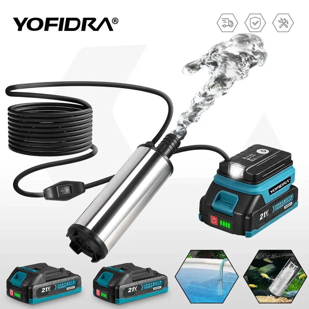 YOFIDRA 50–80 l/min leistungsstarke elektrische Wasserpumpe, Ölpumpe, Betankungspistole, Tauch-Autopumpe für Makita, 21 V Batterie-Stift