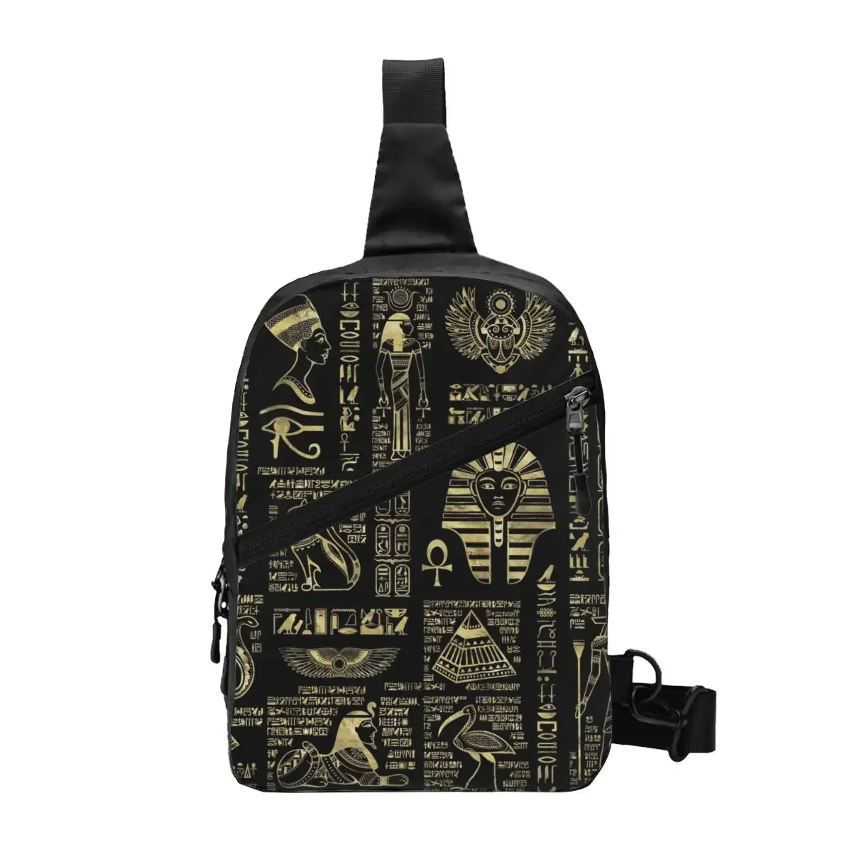 Egyptian Hieroglyphs And Deities Sling Bag for Cycling Camping Men's Ancient Egypt Crossbody Chest Backpack Shoulder Daypack