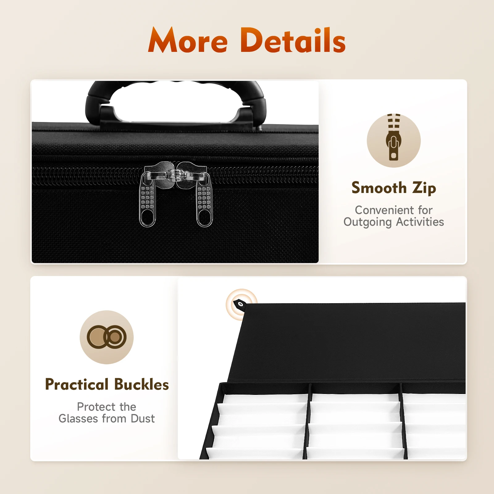 180-Pair Eyeglasses Storage Trolley Case Portable Rolling Organizer Durable Oxford Cloth Travel Case