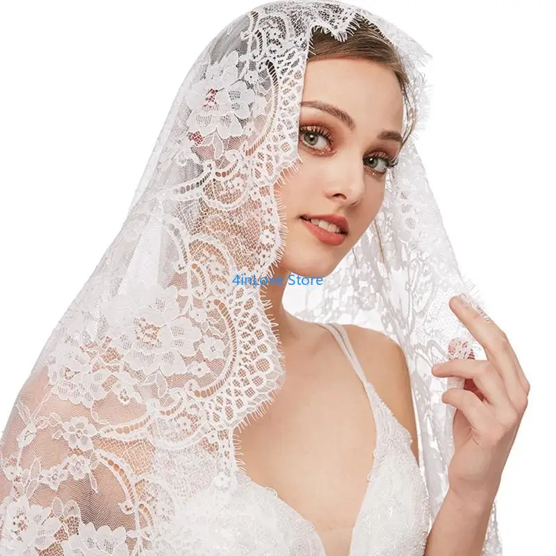 T4MD Church Veil Mantilla łacińskie welony Masowe Kwiatowe koronkowe konstrukcje do pokrycia głowy