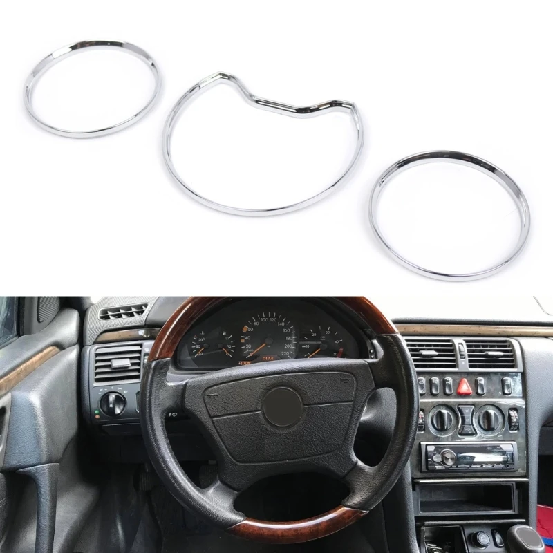 Decroative Speedometer Gauges Rings for W202 W208 W210 Chromes Speedometer Gauges Dials Rings Bezel Decors