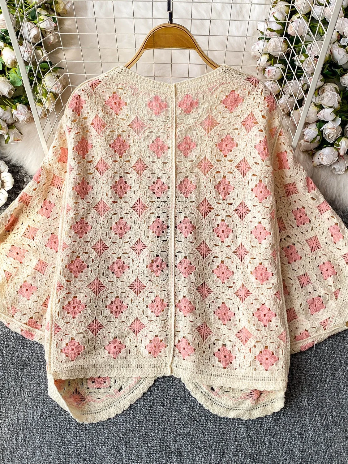 كارديجان مفتوح برقبة على شكل V، ملابس خارجية محبوكة للنساء، فضفاضة وأنيقة لفصلي الربيع والخريف، بأكمام خفاشية للحماية من الشمس #4