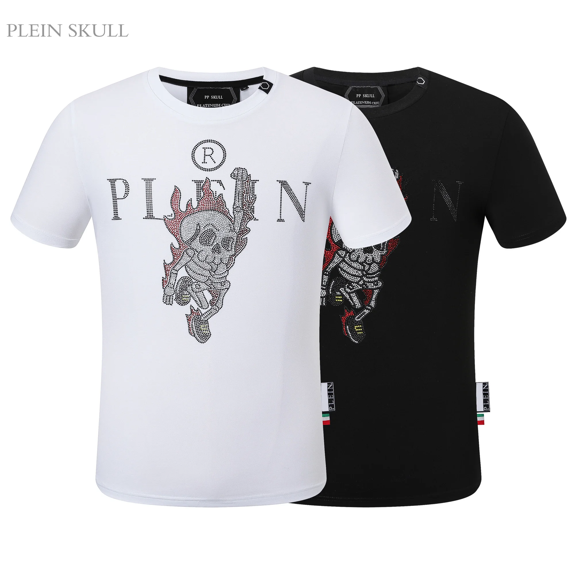 

Футболка мужская PLEIN SKULL PP с коротким рукавом, летняя, дышащая, из хлопка, повседневная, унисекс, с круглым вырезом, спортивная