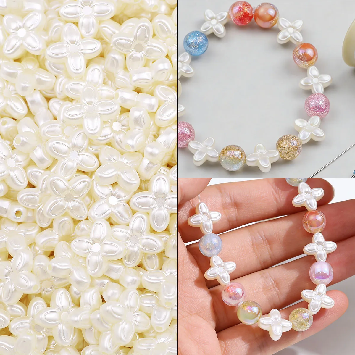 50/100Pcs/lot 13*5MM Acrylic Flowers Beads Spacer Beads Findings Charms For Jewelry Making DIY Bracelet Necklace Accessories