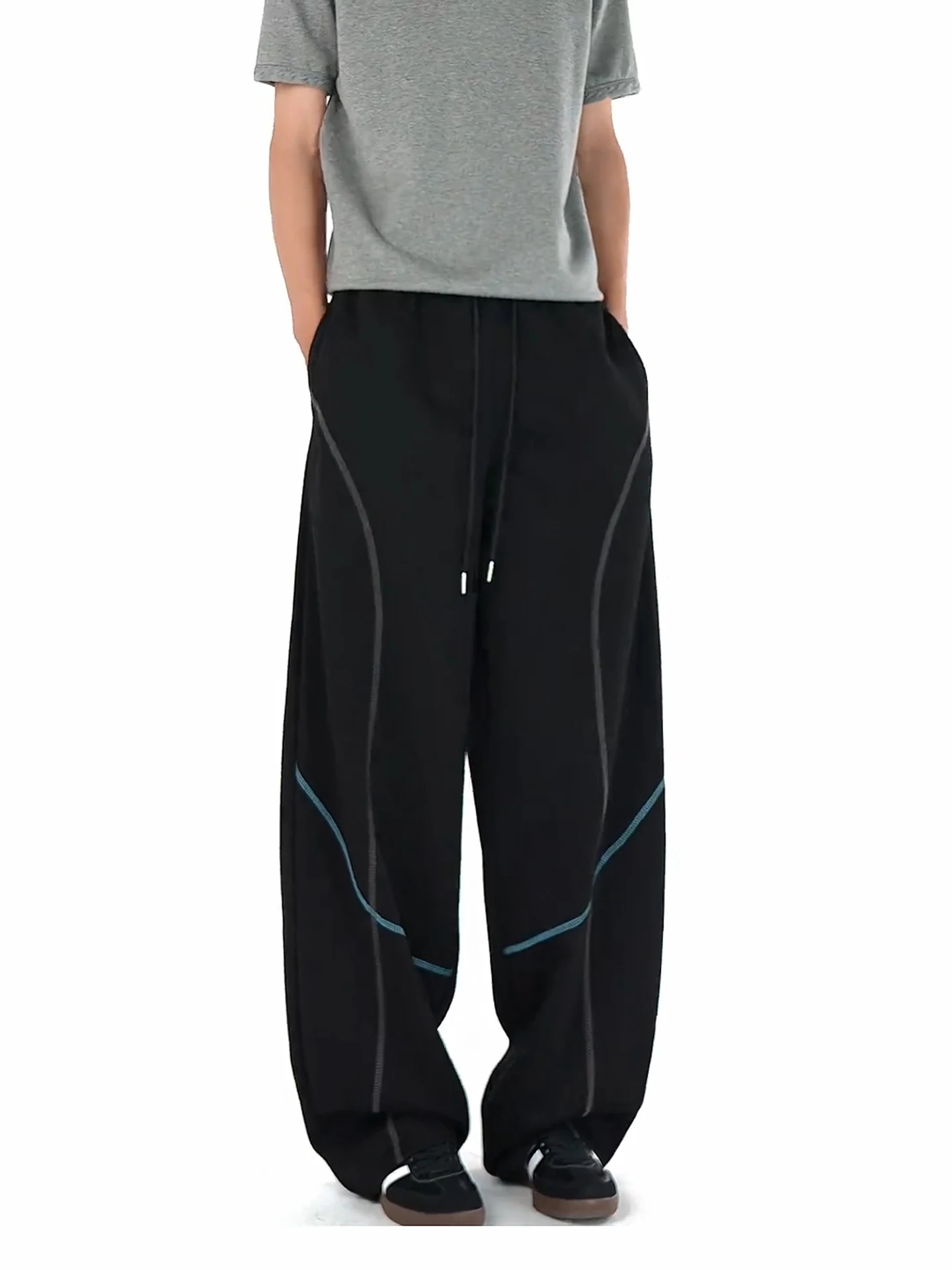 Hassed Line Men's Sport Pants Autumn Drape Straight Leg Casual Trousers American Wide Leg Loose Fit Youth Faion