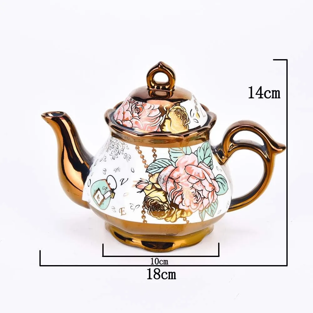 Imagem -04 - Conjunto de Chá Cerâmico Europeu com Suporte Metálico Chá de Flores Chá de Porcelana 160ml Xícara 460ml Pote 20 Pcs