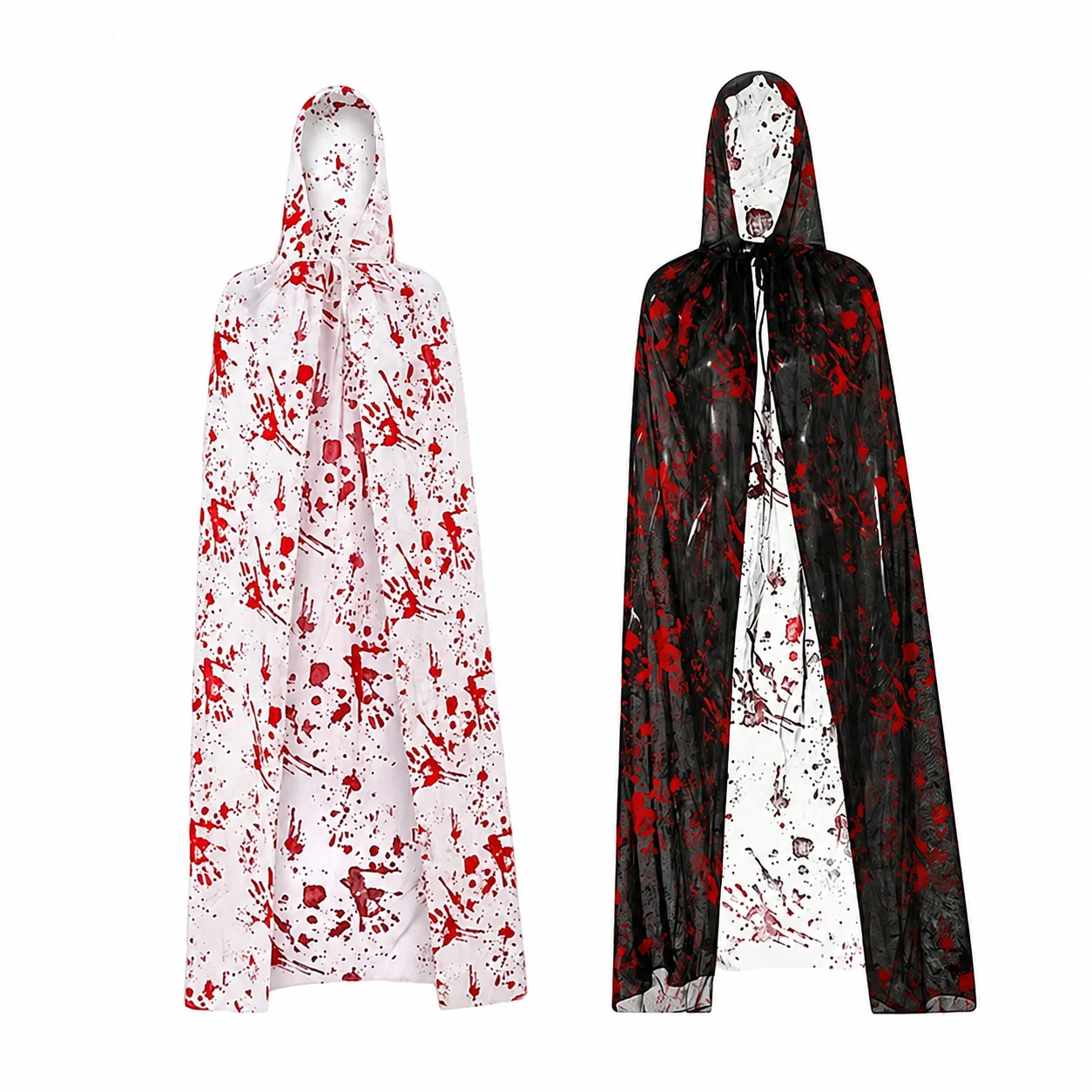 Blood Handprint Print Cloak Hooded Costume Cape Spooky Costume Cloak Lightweight Full Length Cape For Masquerades Horror Themed