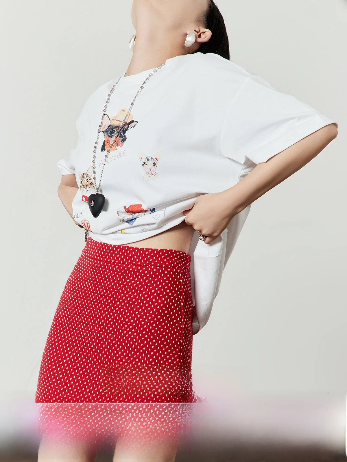 

Свободная женская белая футболка с принтом собаки, летняя коллекция 2025, для повседневной носки, с коротким рукавом, удобная, дышащая, модный топ