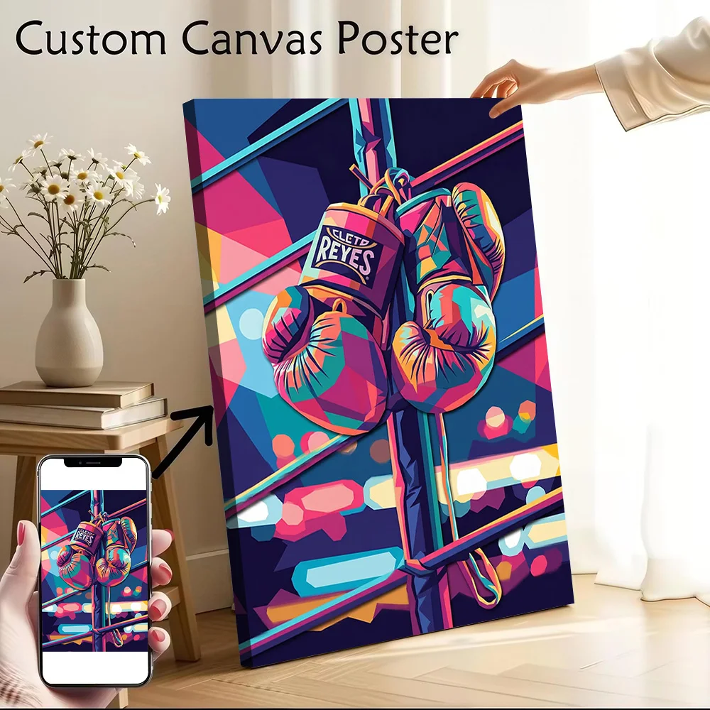 Boxing Gloves in a Ring Poster Canvas Wall Art Custom Photo Print Modern Painting for Fans Bedroom Home Decor Ornaments Mural