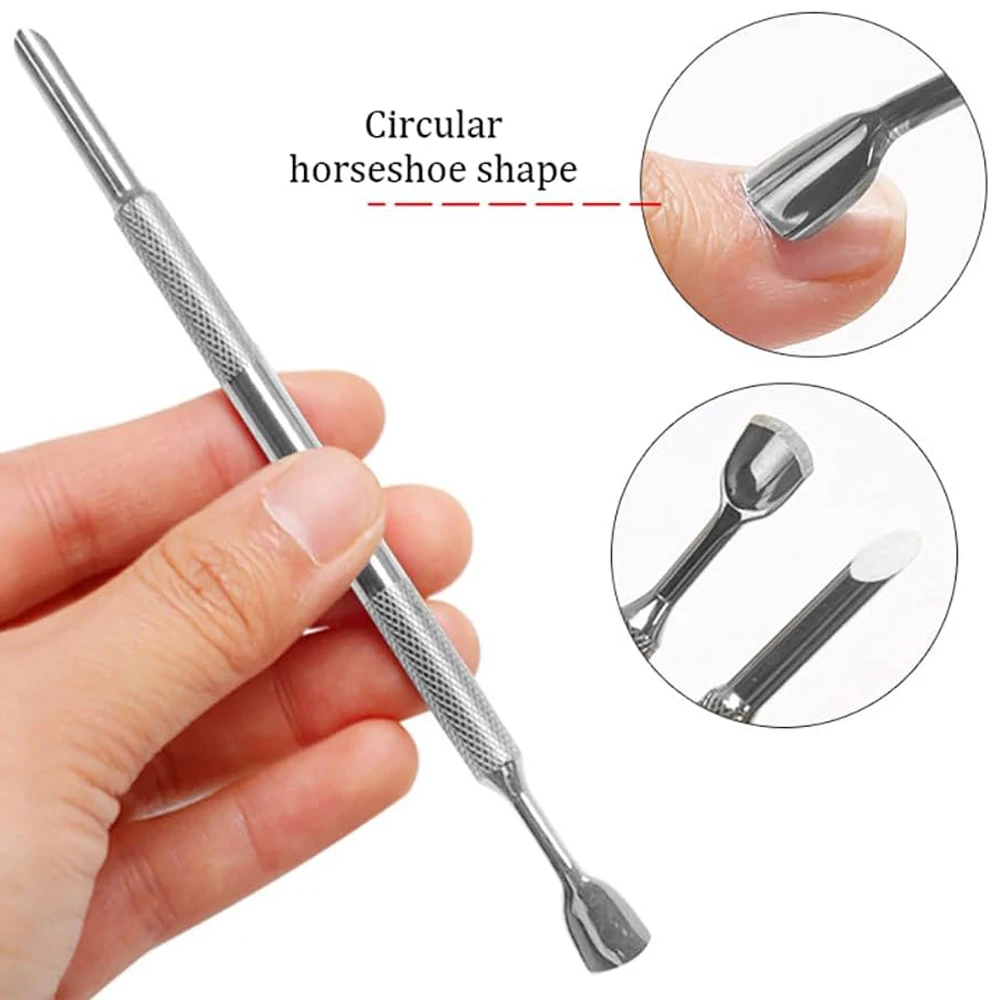 Double Head Nail Cuticle Pusher 240/100 Grit Self-adhesive Sandpaper Flake Trimming Nails Pre Polishing Manicure Treatment Tool