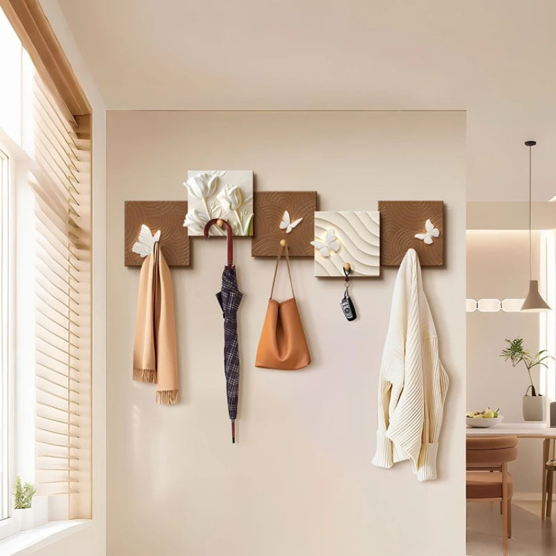 Modern Home Wall Mounted Coat Hooks Vintage Style Entryway Hook Rack & Key Holder Back of Door