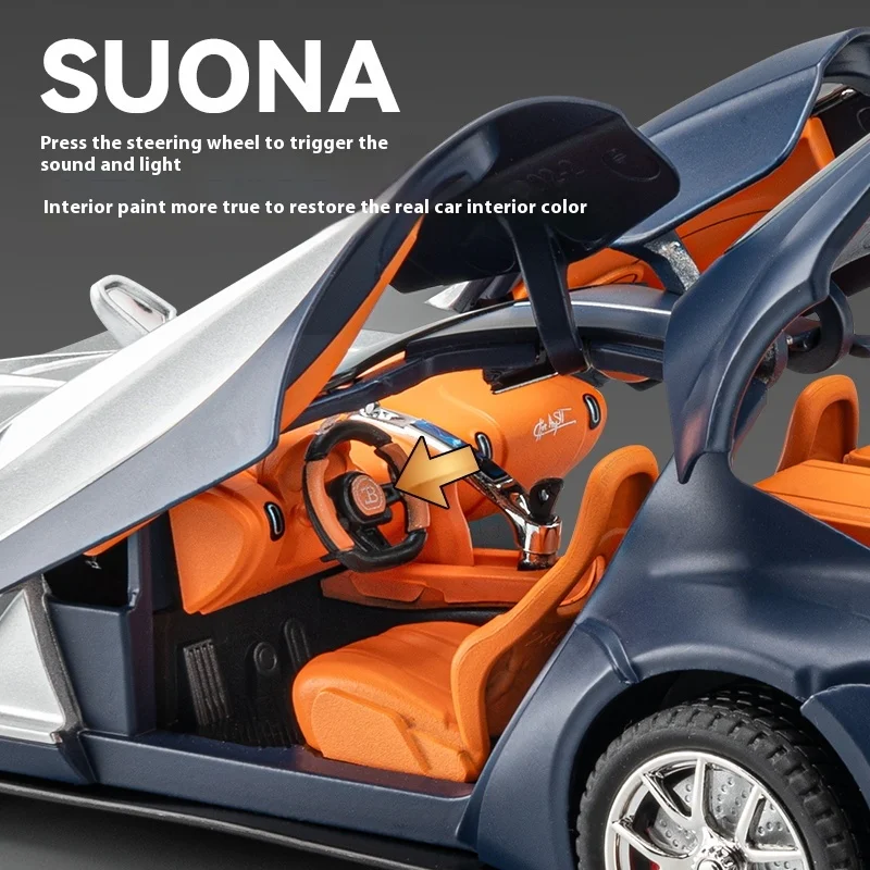 1:24 Scale Atlantic Alloy Car Model, Lit-Up with Authentic Sounds, Perfect Gift for Kids & Car Enthusiasts