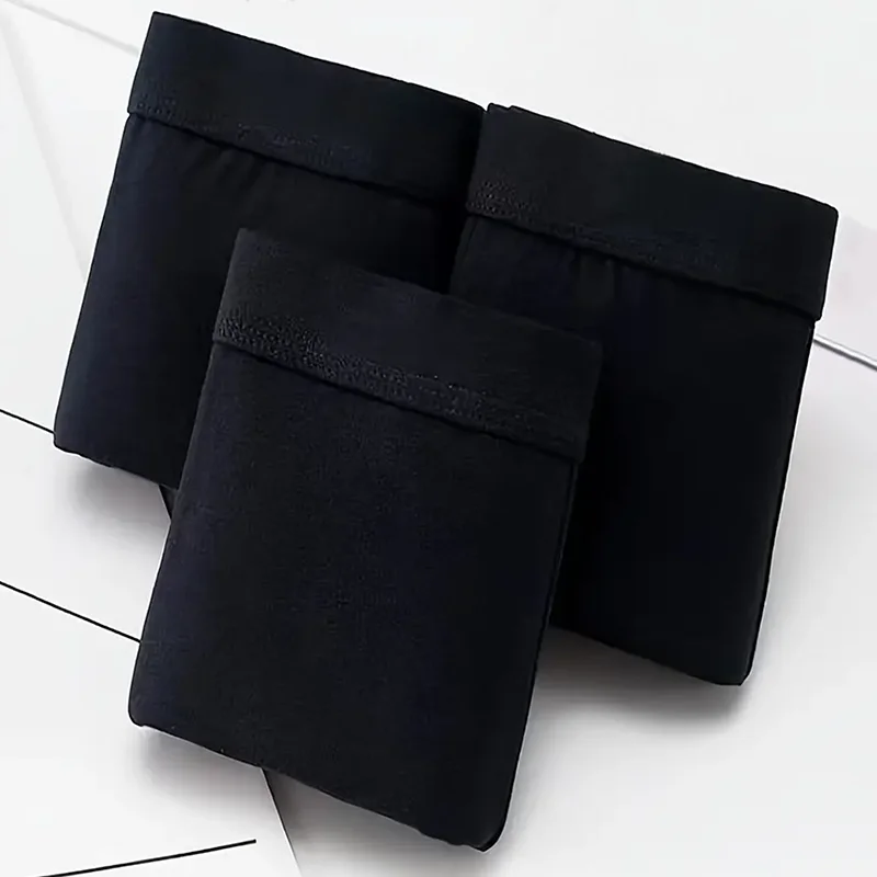 3-częściowy zestaw męskich czarnych seksownych bokserek, miękka i oddychająca bielizna codzienna, wygodne bokserki męskie