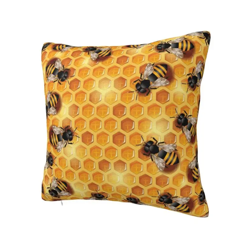 Honey Bees Cushion Cover 60x60 cm Polyester Velvet Throw Pillow Case For Sofa Chair Living Room Decoration Pillowslip