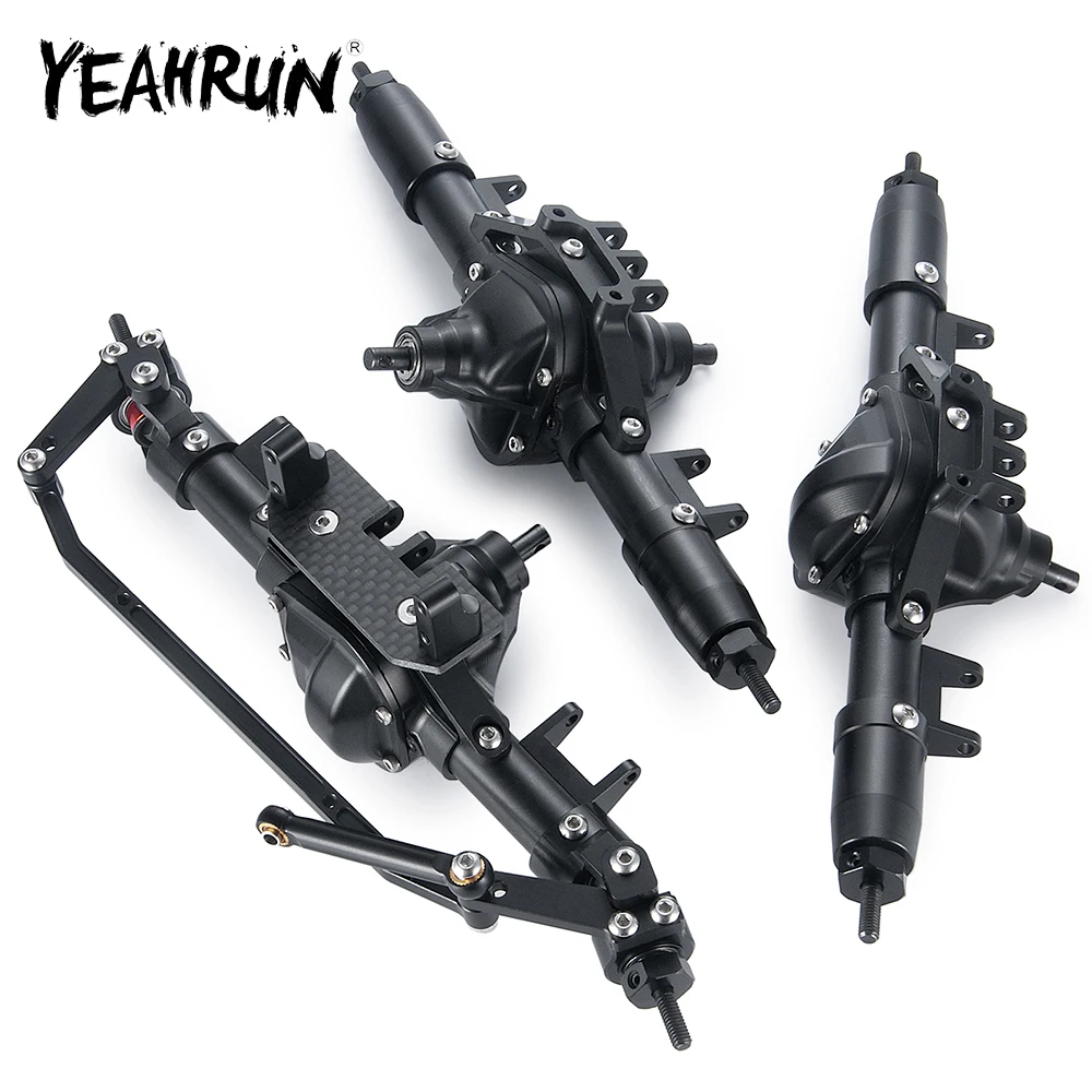 

YEAHRUN Complete Metal Alloy Front Middle Rear Axle with Servo Mount for Axial SCX10 1/10 RC Crawler Car Upgraded Parts