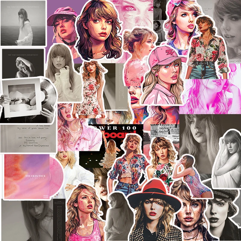 50PCS Taylor Swift Originality Stickers Cartoon Figure Laptop/skateboard Theme Party Waterproof Decoration Sticker Wholesale