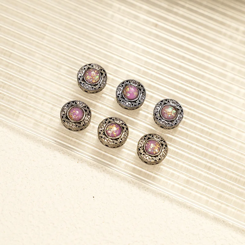 7 Pieces Copper Plated Gun Black Series Round Hollow Zirconium Colorful Beaded Beaded DIY Bracelet Necklace Jewelry Accessories