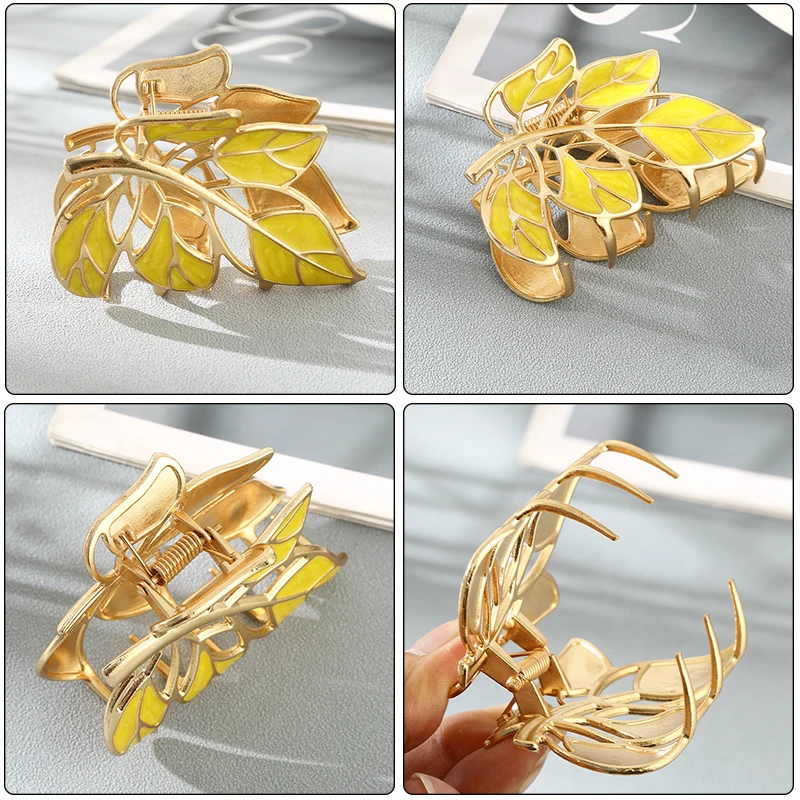 2022 New Leaves Shaped Metal Hair Claw Clip Hair Accessories For Women Girls Crab Claw Hair Pins Hair Clips For Thick Thin Hair