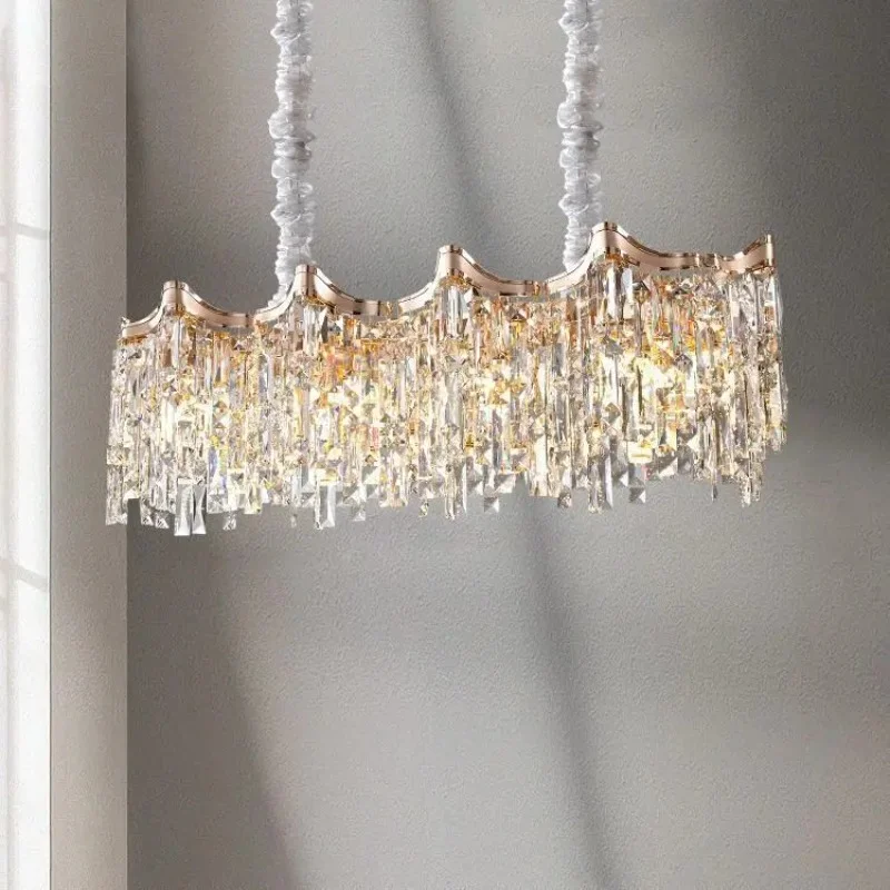 

French Light Luxury Tassel Crystal Chandelier Living Room Lamp Atmosphere Postmodern Restaurant Lamp Bedroom Led Pendant Lights