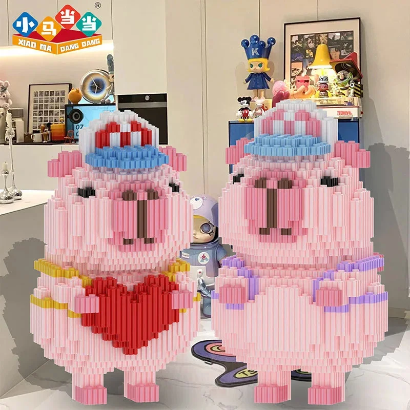 Large Cute Giant Capibala Building Block Oversized Assembly Small Particle Bricks Children Toys Desktop Ornament Birthday Gift