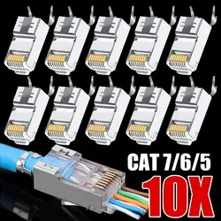 RJ45 kedi 7 kedi 6 konnektörler korumalı kedi 5 8P8C modüler ağ geçiş tak altın kaplama Cear kristal kafa Ethernet fişleri