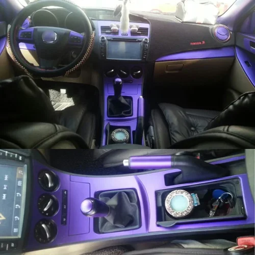 Imagen 2 del producto Manija de puerta de Panel de Control Central Interior para Mazda 3, pegatinas de fibra de carbono, calcomanías, accesorios de estilo de coche, 2010-2015