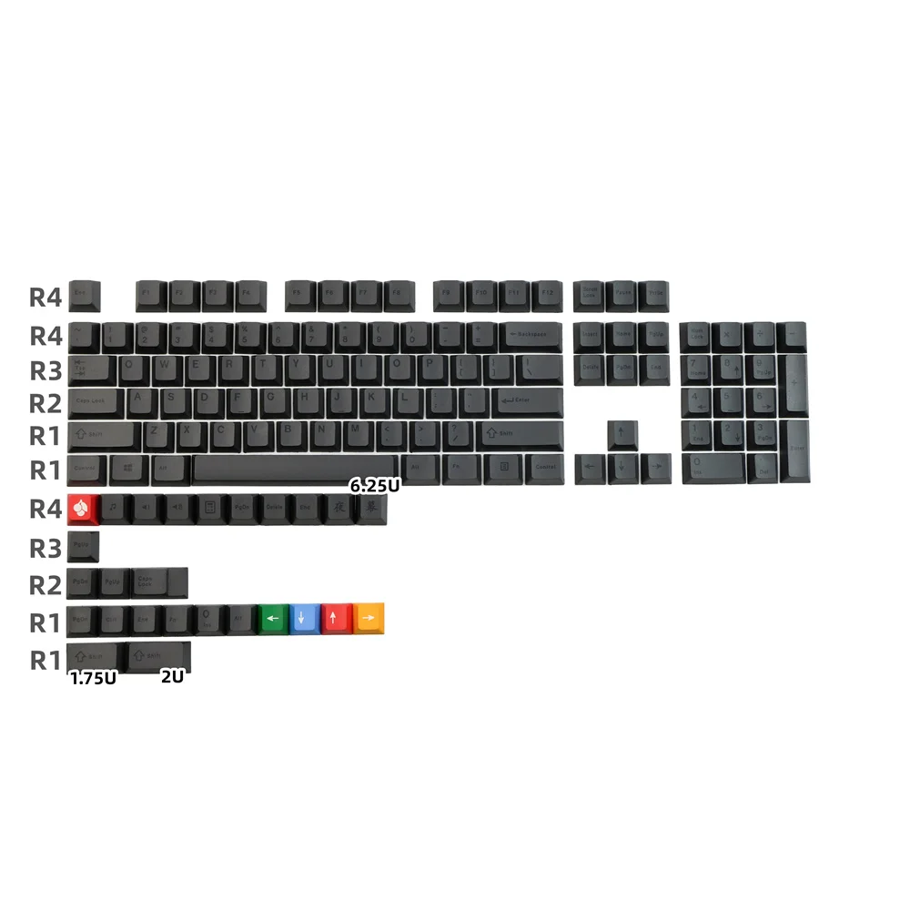 

PBT Keycap Cherry Profile DYE Subbed English Black Keycap For GH60 68 75 84 87 104 108 960 980 Mechanical Keyboard