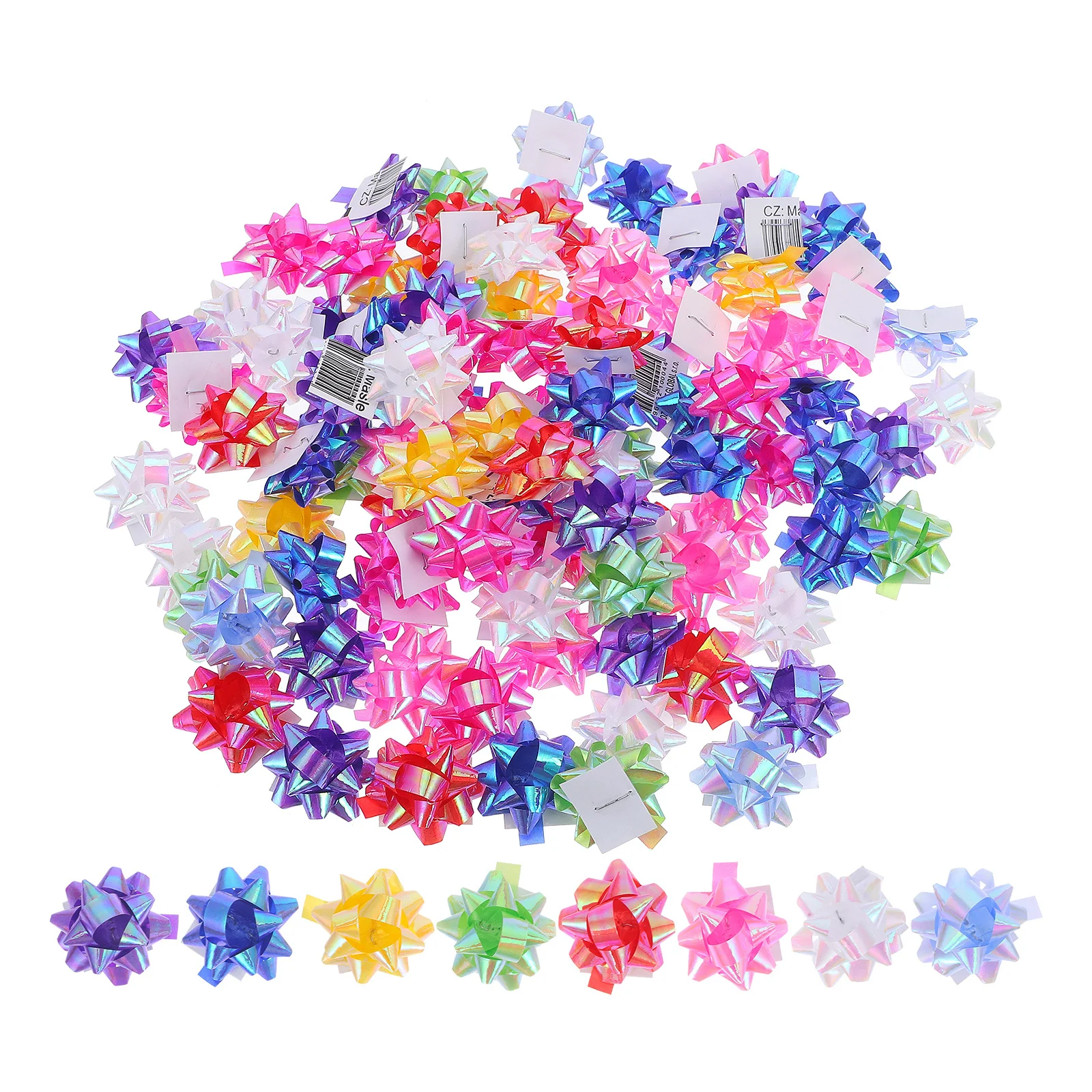 

100pcs Gift Packaging Decals Bows For Presents Curling Ribbons Set Holiday Christmas Gift Box Wrapping Supplies Decoration