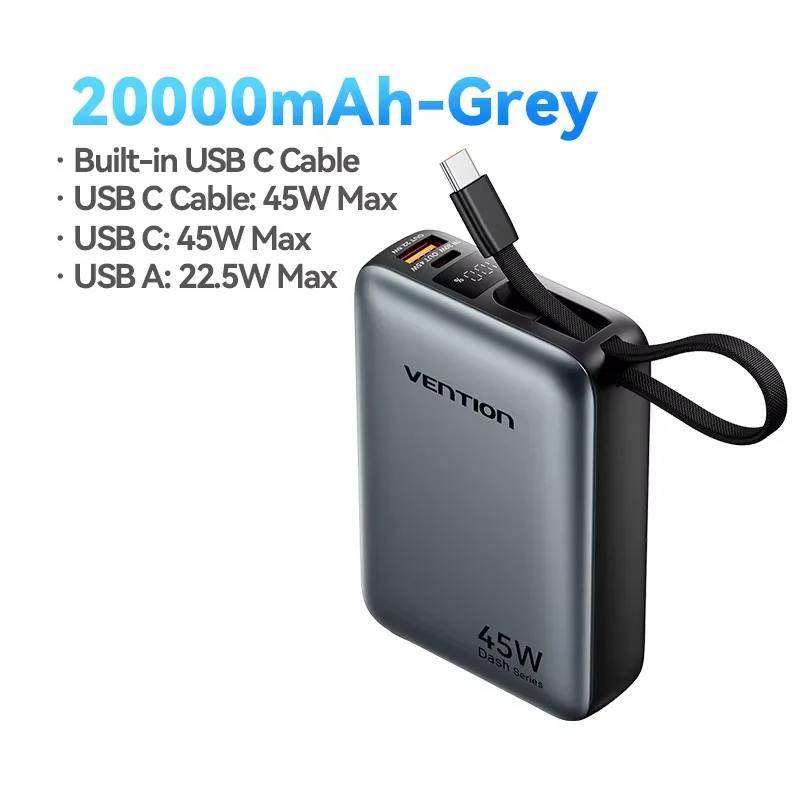 Vention CCC 45W 20000mAh Power Bank Schnellladung Tragbares Ladegerät für Xiaomi iPhone Pro Max Samsung Galaxy Akku 3C Powerbank