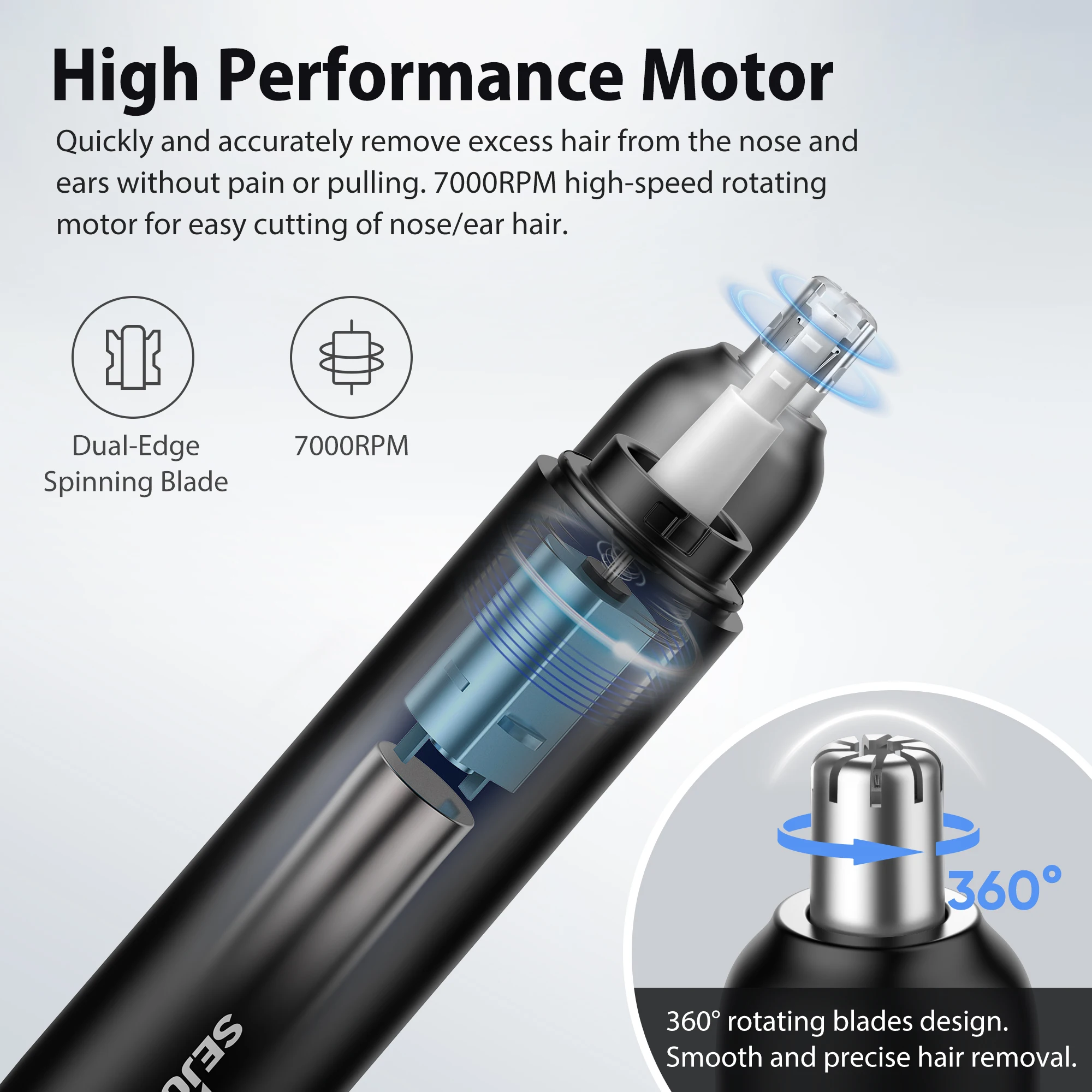 Sejoy Trimmer For Nose Unisex Mini Travel Electric Nose Ear Hair Trimmer Tourism Mini Unisex Painless Fast Nose Hair Clipper