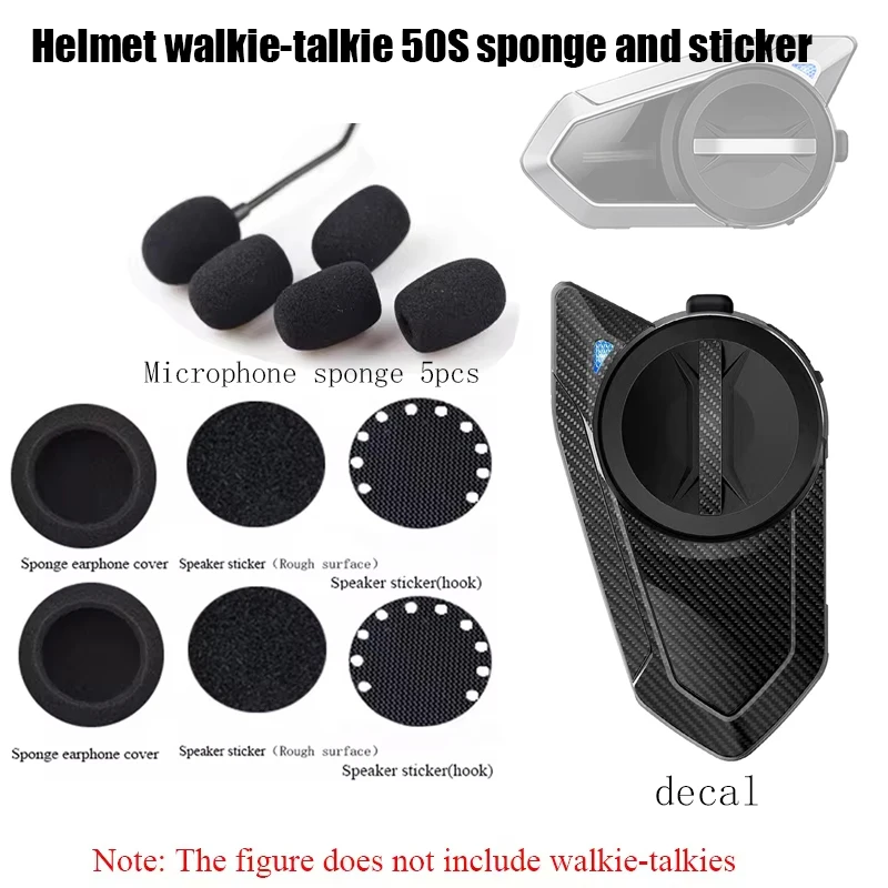 For Sena-50S Helmet Bluetooth Headset Wireless walkie-talkie Accessory sponge and protective decal decorative decals