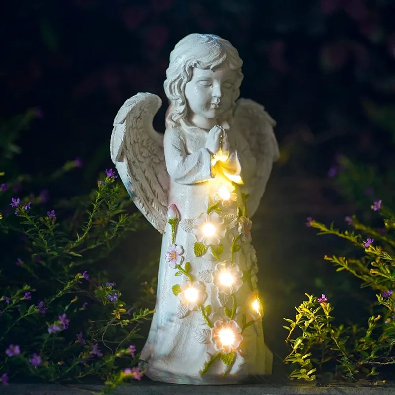 

RMWIN-Solar Garden Statue Angel Unique Housewarming Gift Crafts Ornaments Suitable For Terrace Garden Decoration