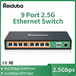 Interruptor de 9 puertos 2,5 Gbps, puertos 8x2,5G con enlace ascendente SFP de 10G, interruptor de red Ethernet no gestionado de 2,5 Gb, Plug & Play